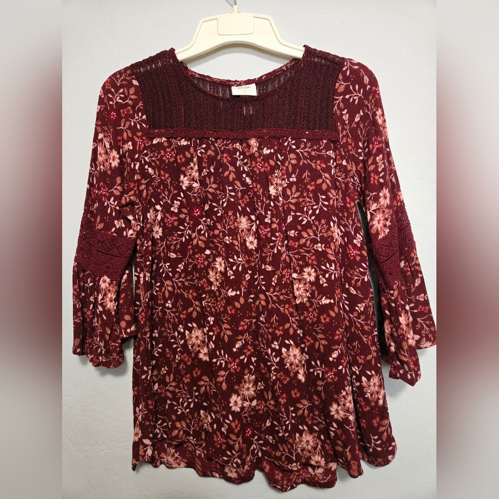 Knox Rose Burgundy Floral Blouse